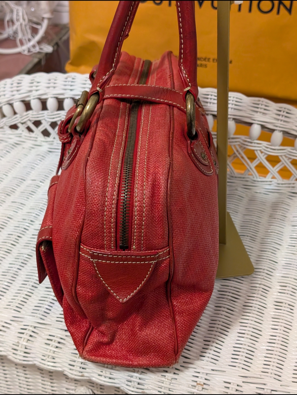 Marc Jacobs Venetia Red Leather Satchel with Brass Hardware - Picture 7 of 14